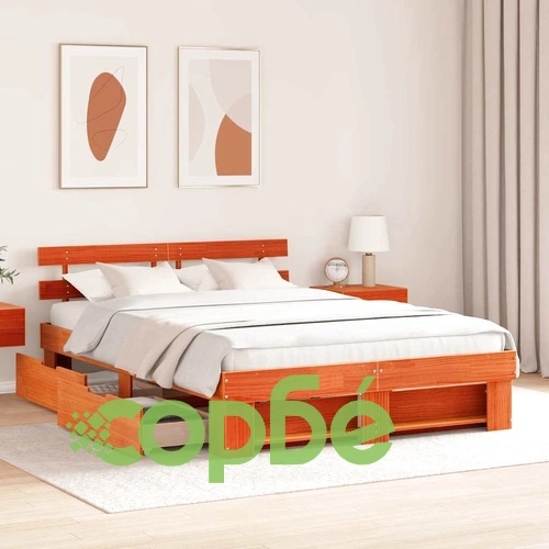Рамка за легло с чекмеджета восъчнокафяв цвят 160x200 см борово дърво масив ➤ топ цена ➤ sorbe.bg