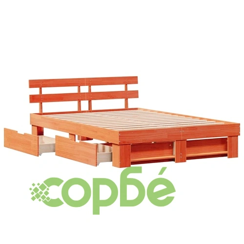 Рамка за легло с чекмеджета восъчнокафяв цвят 160x200 см борово дърво масив ➤ топ цена ➤ sorbe.bg