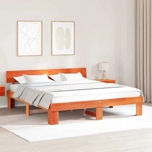 Рамка за легло с табла Восъчнокафяв 200x200 см Борово дърво масив