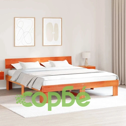 Рамка за легло с табла Восъчнокафяв 200x200 см Борово дърво масив ➤ топ цена ➤ sorbe.bg