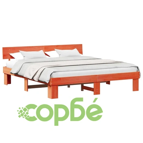 Рамка за легло с табла Восъчнокафяв 200x200 см Борово дърво масив ➤ топ цена ➤ sorbe.bg