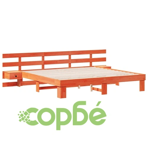 Рамка за легло с нощни шкафчета от масивно борово дърво 200x200 см ➤ топ цена ➤ sorbe.bg