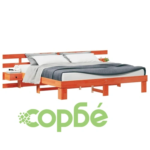 Рамка за легло с нощни шкафчета от масивно борово дърво 200x200 см ➤ топ цена ➤ sorbe.bg