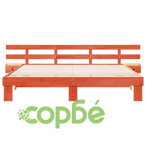 Рамка за легло с нощни шкафчета от масивно борово дърво 200x200 см ➤ топ цена ➤ sorbe.bg