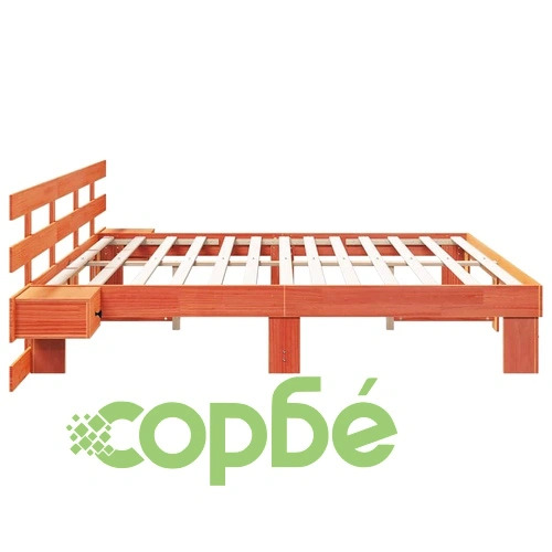 Рамка за легло с нощни шкафчета от масивно борово дърво 200x200 см ➤ топ цена ➤ sorbe.bg