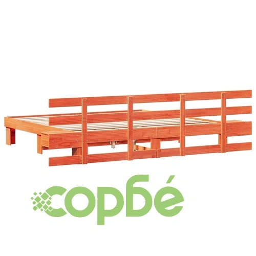 Рамка за легло с нощни шкафчета от масивно борово дърво 200x200 см ➤ топ цена ➤ sorbe.bg