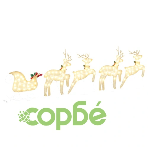 LED елени с шейна 5 части златист текстил 45x19x65 см ➤ топ цена ➤ sorbe.bg