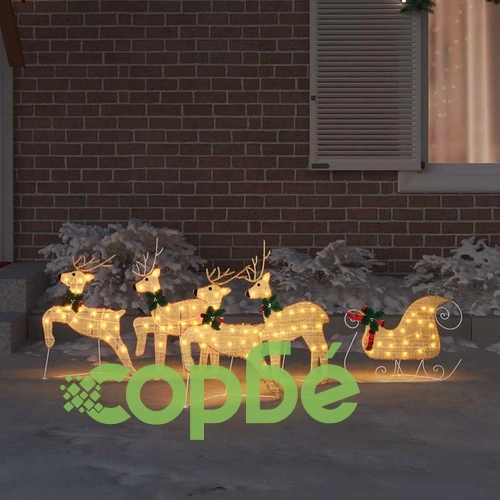 LED елени с шейна 5 части златист текстил 45x19x65 см ➤ топ цена ➤ sorbe.bg