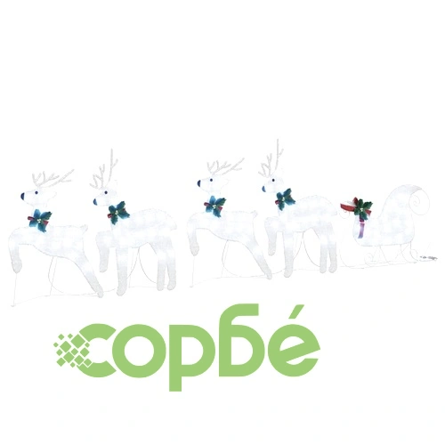 LED елени 5 броя сребрист текстил с шейна 45x19x65 см ➤ топ цена ➤ sorbe.bg