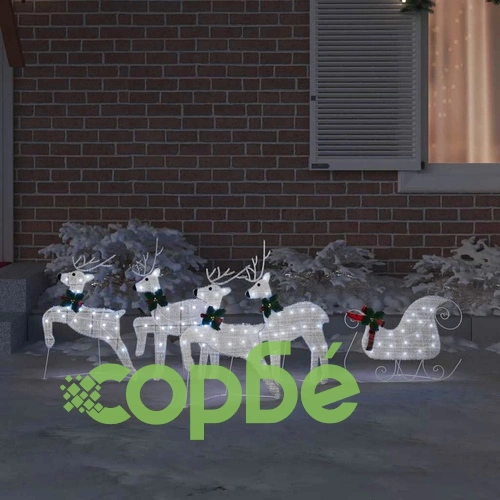 LED елени 5 броя сребрист текстил с шейна 45x19x65 см ➤ топ цена ➤ sorbe.bg