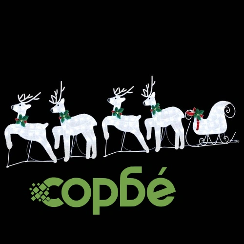 LED елени 5 броя сребрист текстил с шейна 45x19x65 см ➤ топ цена ➤ sorbe.bg