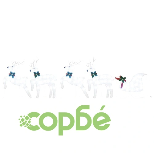LED елени 5 броя сребрист текстил с шейна 45x19x65 см ➤ топ цена ➤ sorbe.bg