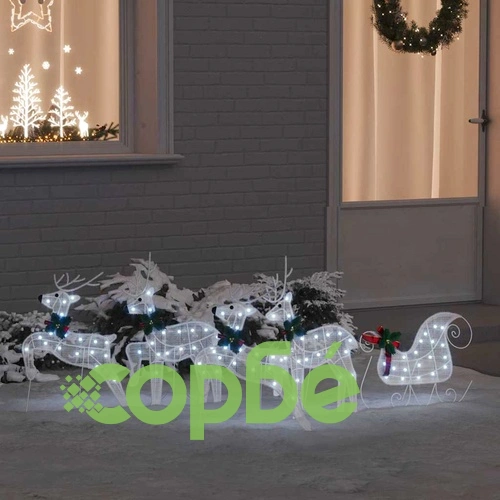 LED елени с шейна 5 части бял текстил 45x19x65 см ➤ топ цена ➤ sorbe.bg