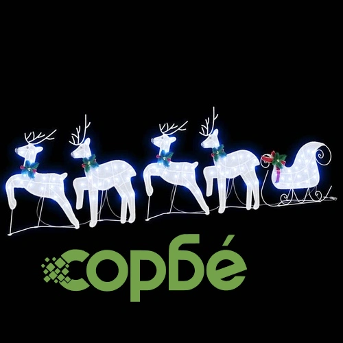 LED елени с шейна 5 части бял текстил 45x19x65 см ➤ топ цена ➤ sorbe.bg