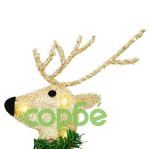 LED елени с шейна 7 части - златист текстил 45x19x65 см ➤ топ цена ➤ sorbe.bg