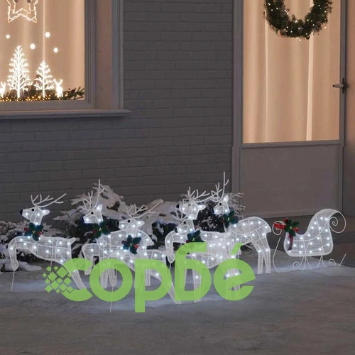 LED елени 7 броя бяло текстил 45x19x65 см с USB захранване ➤ топ цена ➤ sorbe.bg