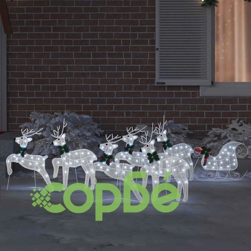 LED елени 7 броя бяло текстил 45x19x65 см с USB захранване ➤ топ цена ➤ sorbe.bg