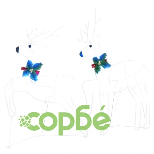 LED елени 7 броя бяло текстил 45x19x65 см с USB захранване ➤ топ цена ➤ sorbe.bg