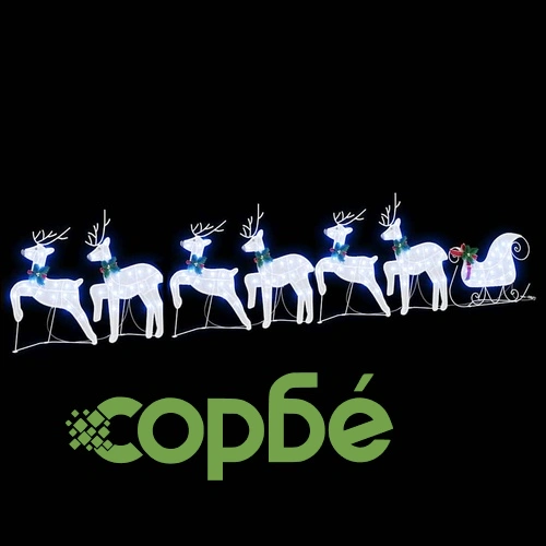 LED елени 7 броя бяло текстил 45x19x65 см с USB захранване ➤ топ цена ➤ sorbe.bg