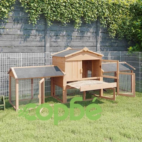 Кокошарник с огради от борова дървесина 225x60x89 см кафяв ➤ топ цена ➤ sorbe.bg