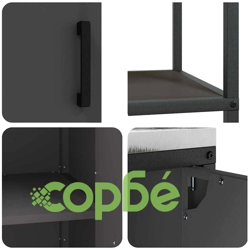 Комплект за кухненско съхранение 2 части - черна студено валцована стомана 180x50x92 см ➤ топ цена ➤ sorbe.bg