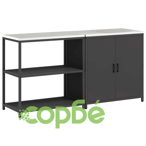 Комплект за кухненско съхранение 2 части - черна студено валцована стомана 180x50x92 см ➤ топ цена ➤ sorbe.bg