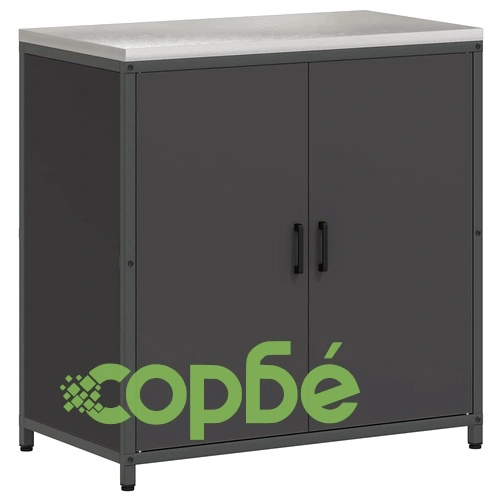 Комплект за кухненско съхранение 2 части - черна студено валцована стомана 180x50x92 см ➤ топ цена ➤ sorbe.bg