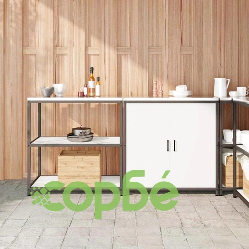 Комплект за кухненско съхранение 2 части от студено валцована стомана бяло 180x50x92 см ➤ топ цена ➤ sorbe.bg