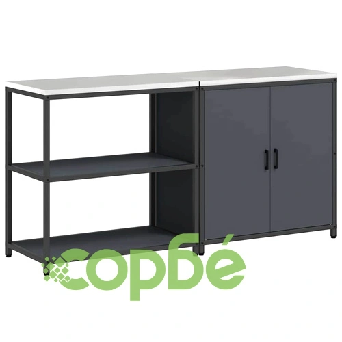 Двучастен комплект за кухненско съхранение от студено валцована стомана 180x50x92 см Антрацит ➤ топ цена ➤ sorbe.bg