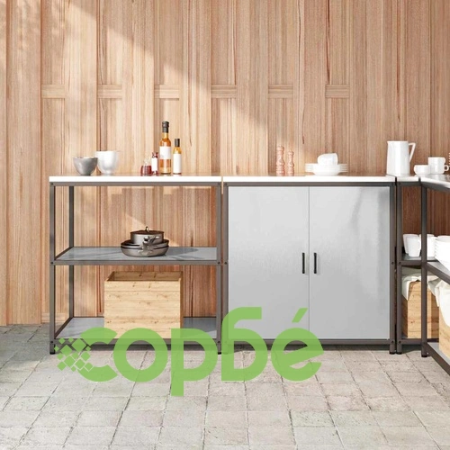 Комплект кухненски шкафове за съхранение 2 части сребрист 180x50x92 см неръждаема стомана ➤ топ цена ➤ sorbe.bg