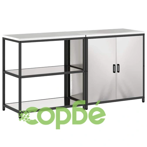 Комплект кухненски шкафове за съхранение 2 части сребрист 180x50x92 см неръждаема стомана ➤ топ цена ➤ sorbe.bg