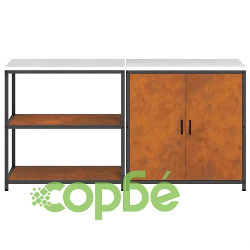 Комплект за кухненско съхранение от патинираща стомана 2 части 180x50x92 см ➤ топ цена ➤ sorbe.bg