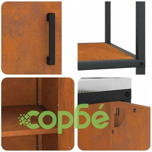 Комплект за кухненско съхранение от патинираща стомана 2 части 180x50x92 см ➤ топ цена ➤ sorbe.bg