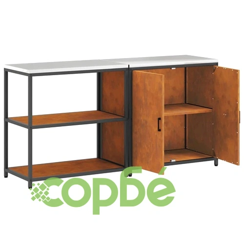 Комплект за кухненско съхранение от патинираща стомана 2 части 180x50x92 см ➤ топ цена ➤ sorbe.bg