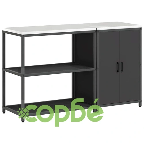 Комплект кухненски шкафове за съхранение 2 броя - черна студено валцована стомана 150x50x92 см ➤ топ цена ➤ sorbe.bg