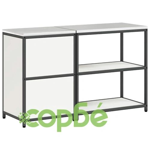 Комплект кухненски шкафове за съхранение 2 броя, бял, студено валцована стомана 150x50x92 см ➤ топ цена ➤ sorbe.bg