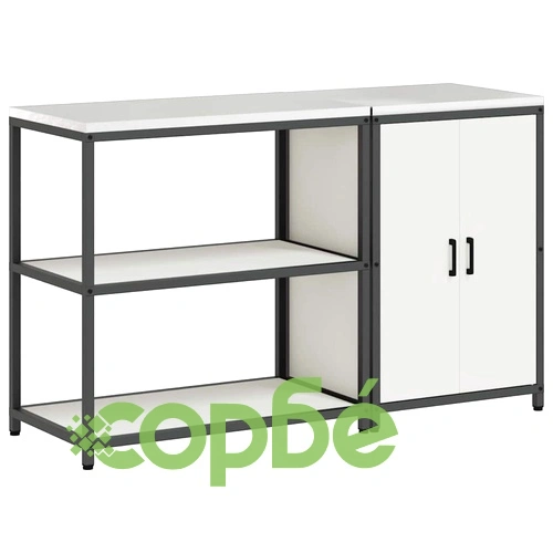 Комплект кухненски шкафове за съхранение 2 броя, бял, студено валцована стомана 150x50x92 см ➤ топ цена ➤ sorbe.bg