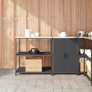 Комплект за кухненско съхранение от студено валцована стомана 2 части Антрацит 150x50x92 см