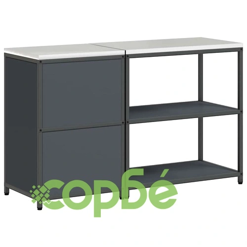 Комплект за кухненско съхранение от студено валцована стомана 2 части Антрацит 150x50x92 см ➤ топ цена ➤ sorbe.bg