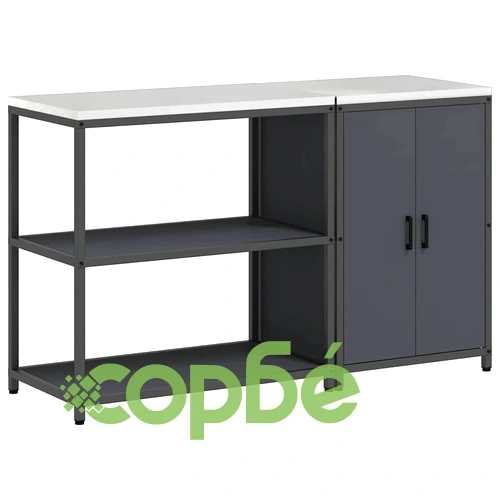 Комплект за кухненско съхранение от студено валцована стомана 2 части Антрацит 150x50x92 см ➤ топ цена ➤ sorbe.bg