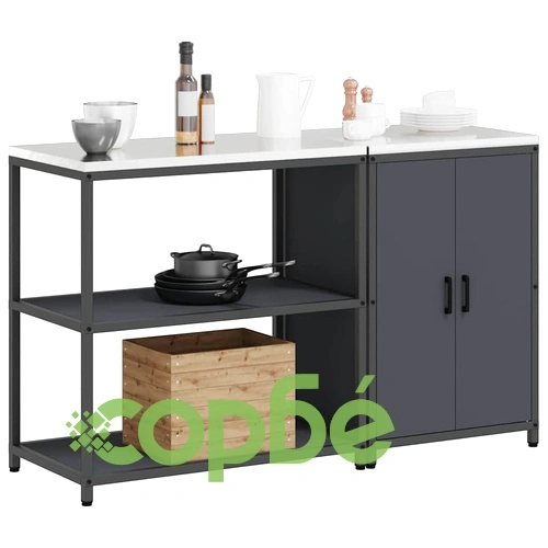 Комплект за кухненско съхранение от студено валцована стомана 2 части Антрацит 150x50x92 см ➤ топ цена ➤ sorbe.bg