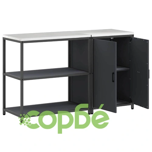 Комплект за кухненско съхранение от студено валцована стомана 2 части Антрацит 150x50x92 см ➤ топ цена ➤ sorbe.bg