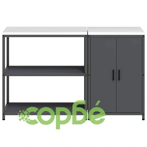 Комплект за кухненско съхранение от студено валцована стомана 2 части Антрацит 150x50x92 см ➤ топ цена ➤ sorbe.bg