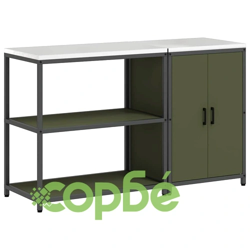 Комплект кухненско съхранение 2 части студено валцована стомана маслинено зелено 150x50x92 см ➤ топ цена ➤ sorbe.bg