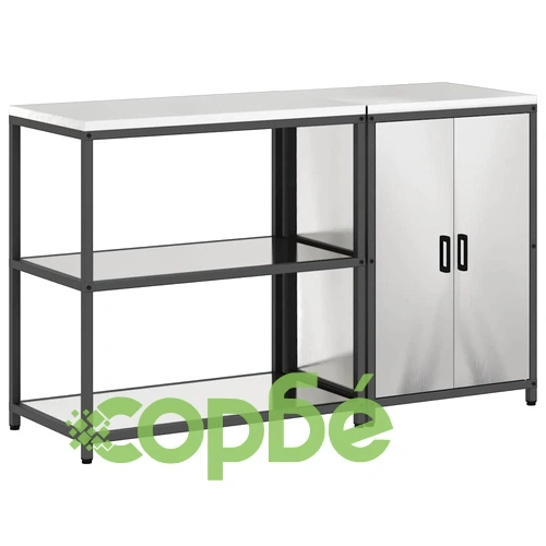 Комплект за кухненско съхранение 2 части от неръждаема стомана сив 150x50x92 см ➤ топ цена ➤ sorbe.bg