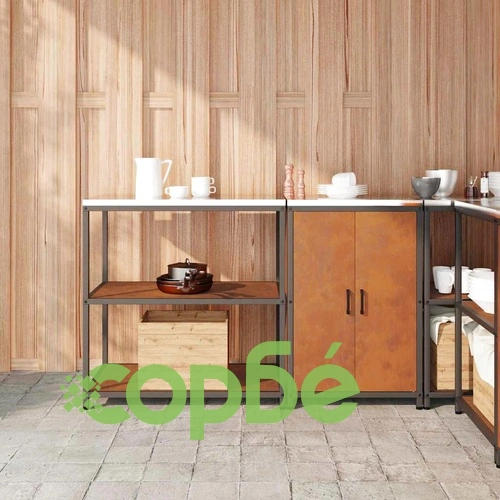 Комплект за кухненско съхранение от патинираща стомана 2 части 150x50x92 см ➤ топ цена ➤ sorbe.bg