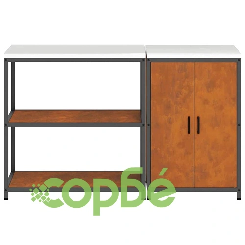 Комплект за кухненско съхранение от патинираща стомана 2 части 150x50x92 см ➤ топ цена ➤ sorbe.bg