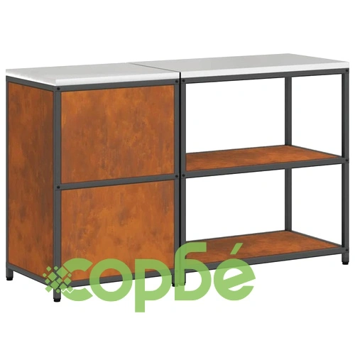 Комплект за кухненско съхранение от патинираща стомана 2 части 150x50x92 см ➤ топ цена ➤ sorbe.bg