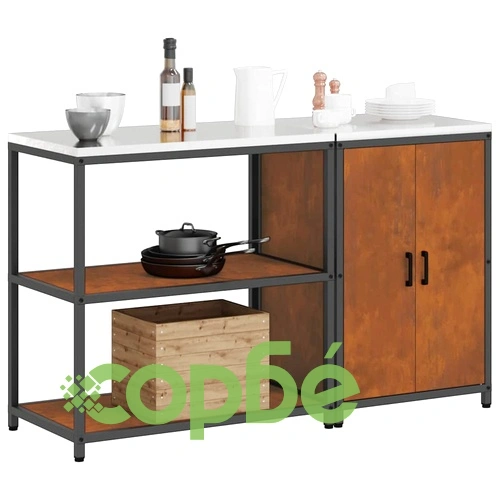 Комплект за кухненско съхранение от патинираща стомана 2 части 150x50x92 см ➤ топ цена ➤ sorbe.bg