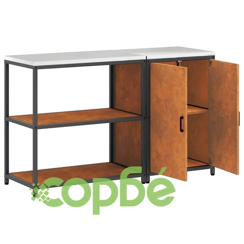 Комплект за кухненско съхранение от патинираща стомана 2 части 150x50x92 см ➤ топ цена ➤ sorbe.bg